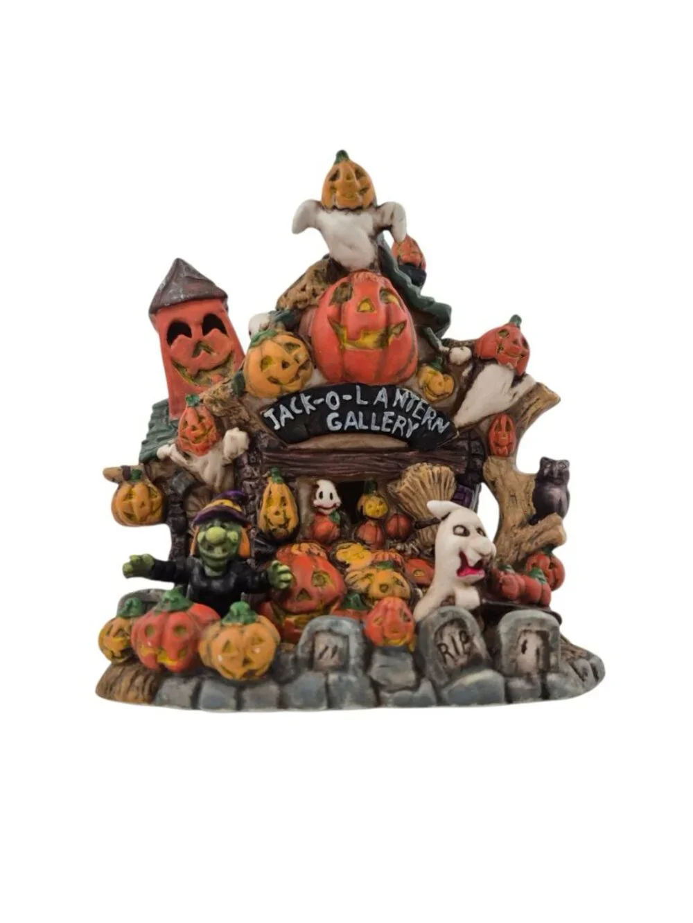 Spooky Hollow Jack O Lantern Gallery Porcelain Lighted House 2001 Boxed